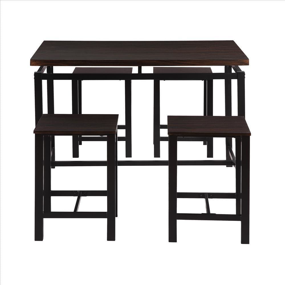 5 Piece Pub Table Set with Backless Seat Stools Espresso Brown By Casagear Home BM261356