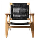 Accent Chair with Rope Woven Seat and Wooden Frame, Brown and Black By Casagear Home