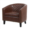 Leatherette Accent Chair with Nailhead Trim and Diamond Stitch, Brown By Casagear Home