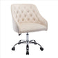 Office Chair with Padded Swivel Seat and Tufted Design, Beige By Casagear Home