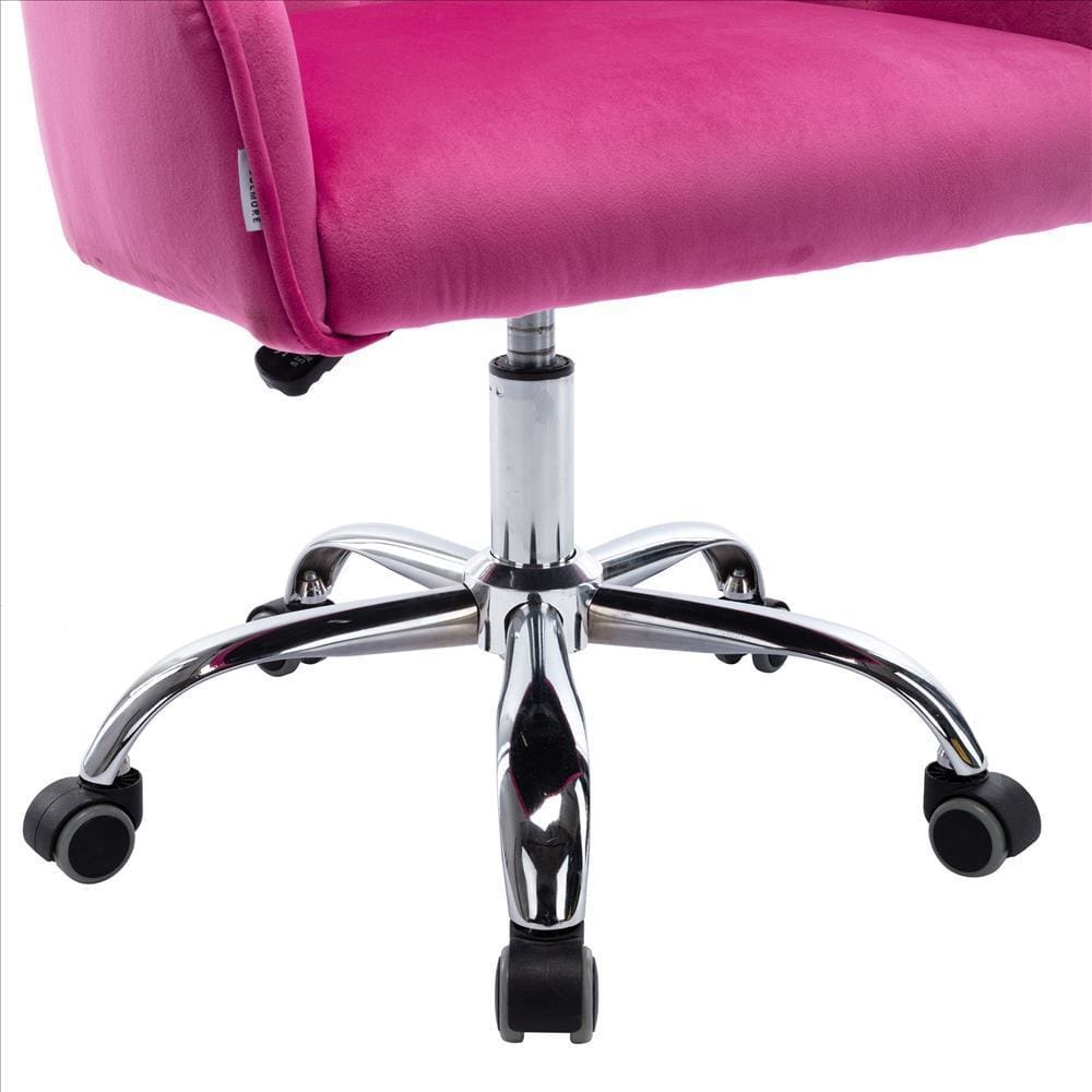 Office Chair with Padded Swivel Seat and Tufted Design Pink By Casagear Home BM261584
