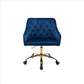Office Chair with Padded Swivel Seat and Tufted Design, Navy Blue By Casagear Home