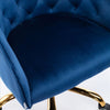 Office Chair with Padded Swivel Seat and Tufted Design Navy Blue By Casagear Home BM261588