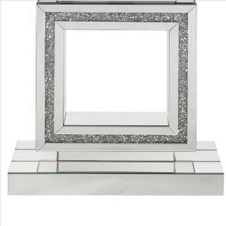 Console Table with Mirror Frame and Square Open Base Silver By Casagear Home BM261701
