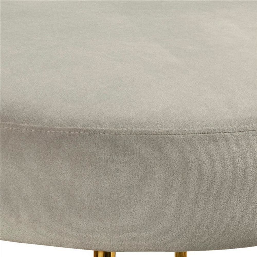 Footstool with Round Padded Top and Metal Legs Gray By Casagear Home BM261859