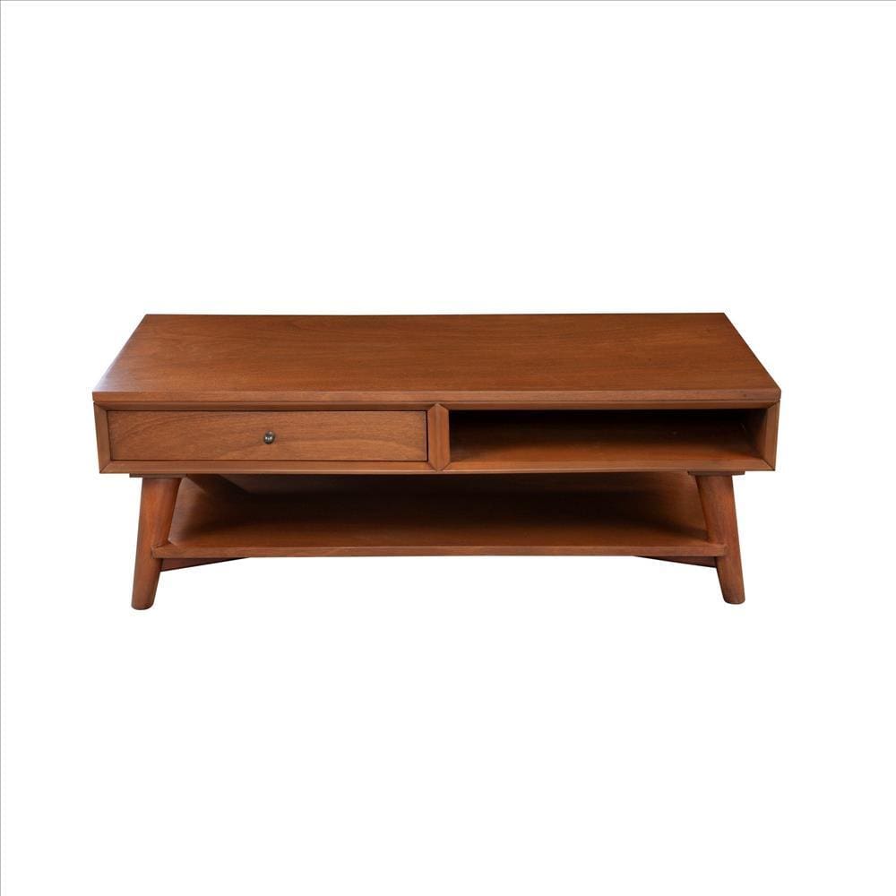 Coffee Table with 1 Drawer and Open Shelf Brown By Casagear Home BM261862