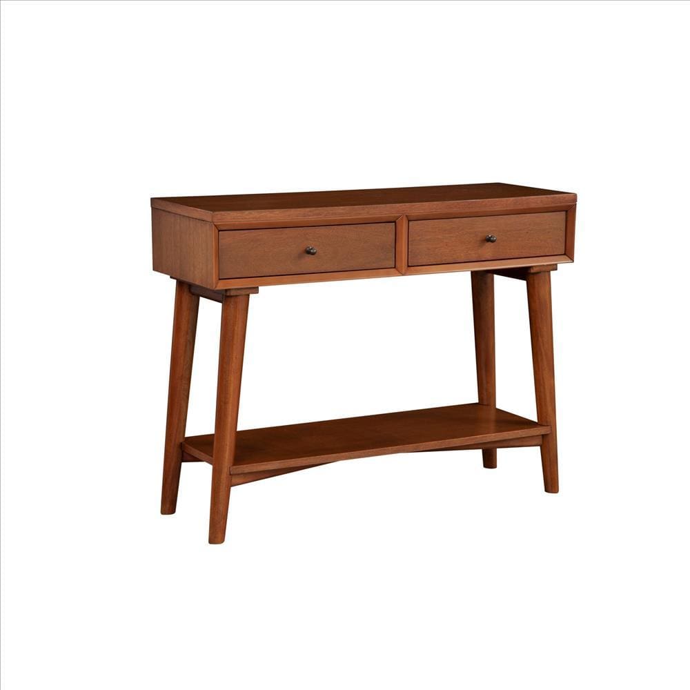 Console Table with 2 Drawers and Angled Legs, Brown By Casagear Home