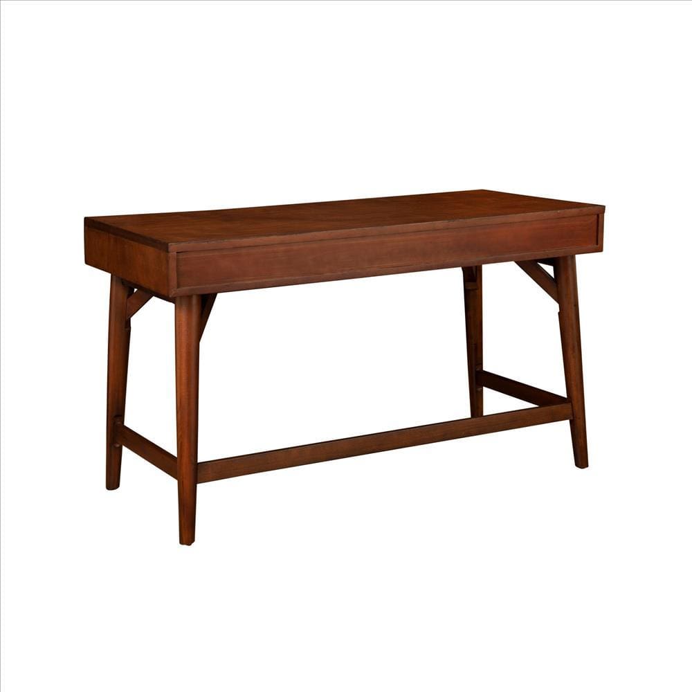 Writing Desk with 3 Drawers and Angled Legs Walnut Brown By Casagear Home BM261896