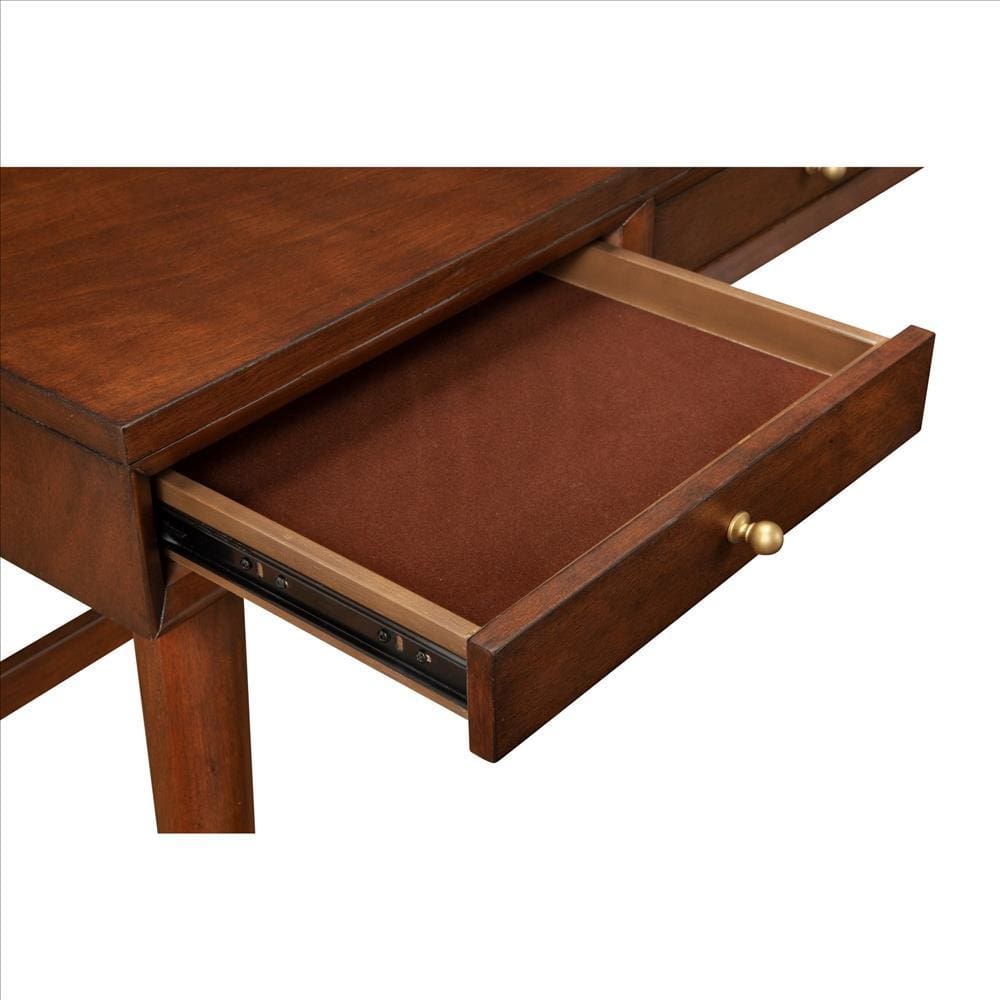 Writing Desk with 3 Drawers and Angled Legs Walnut Brown By Casagear Home BM261896