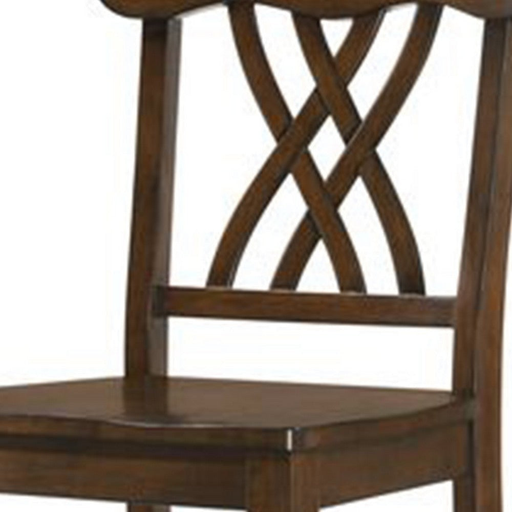 Counter Height Chair with Overlapping X Back Set of 2 Brown By Casagear Home BM262100