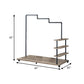 Hanger Rack with Pipe Design Tubular Frame and Casters Brown By Casagear Home BM262143