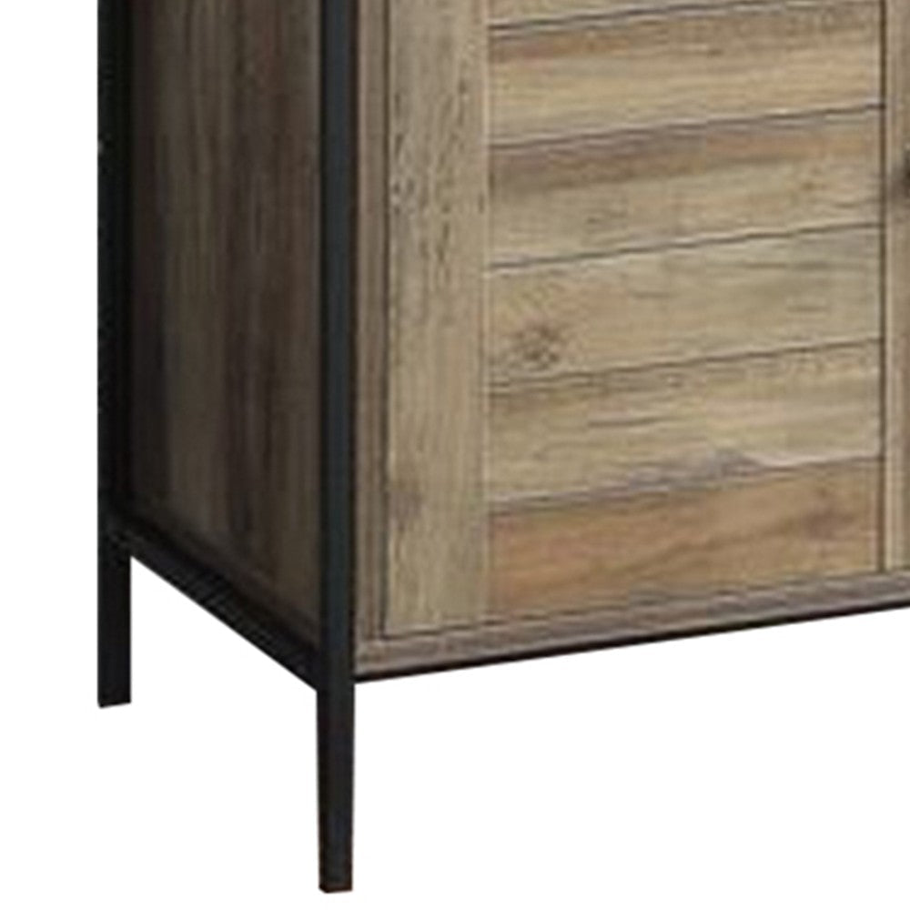 TV Stand with 2 Door Storage and Plank Details Rustic Brown By Casagear Home BM262152