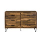 Dresser with 6 Drawers and Butcher Block Pattern Brown By Casagear Home BM262173