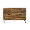 Dresser with 6 Drawers and Butcher Block Pattern Brown By Casagear Home BM262173