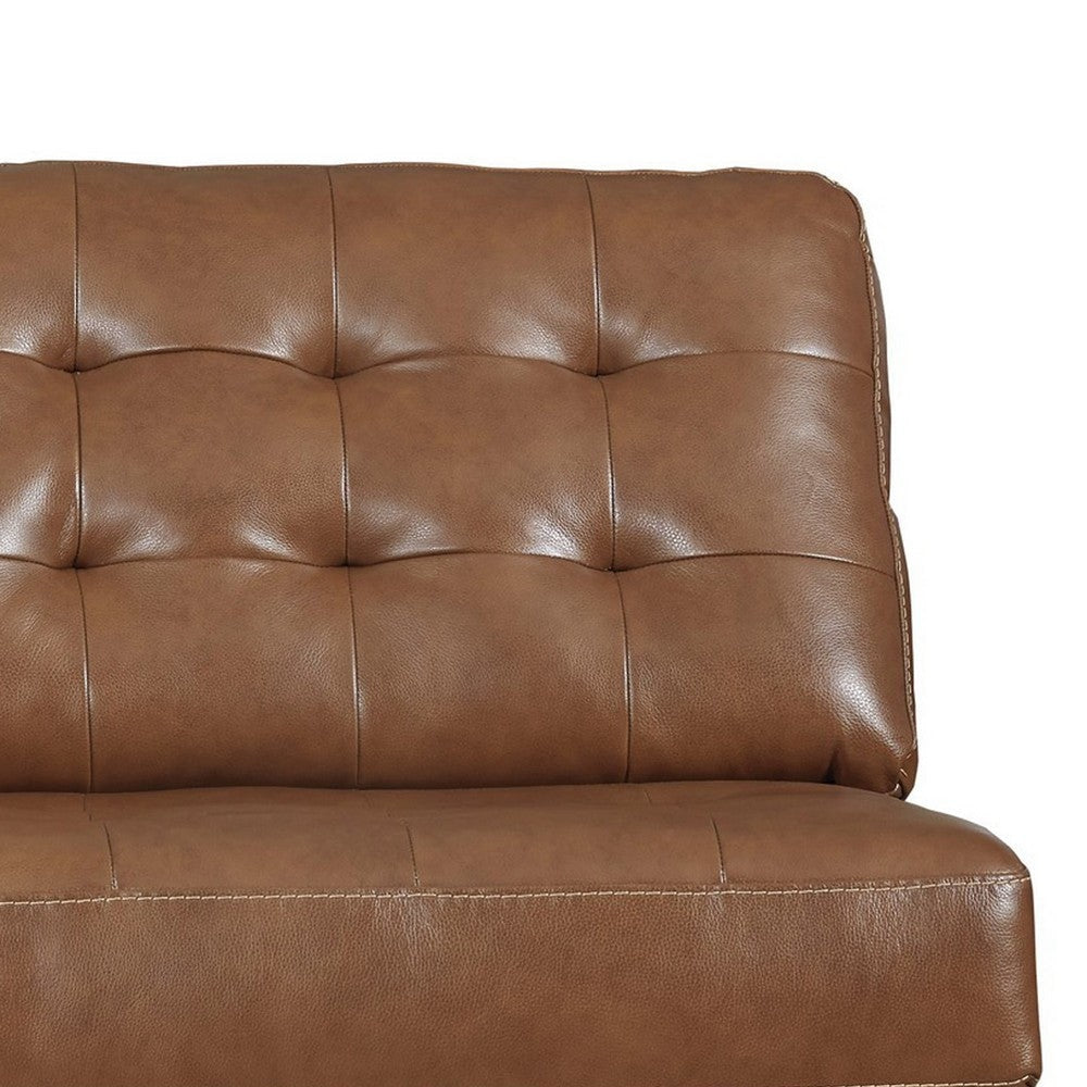 Armless Loveseat with Leatherette and Tufted Back Brown By Casagear Home BM262318