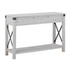 Sofa Table with X Metal Accent and 2 Drawers White By Casagear Home BM262429