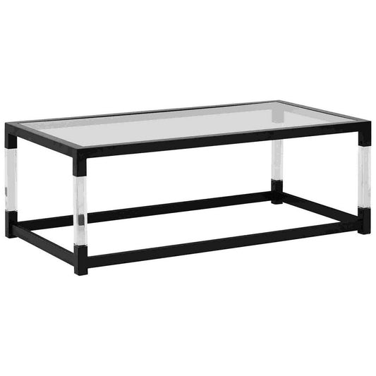 Cocktail Table with Acrylic Legs and Metal Base, Clear By Casagear Home