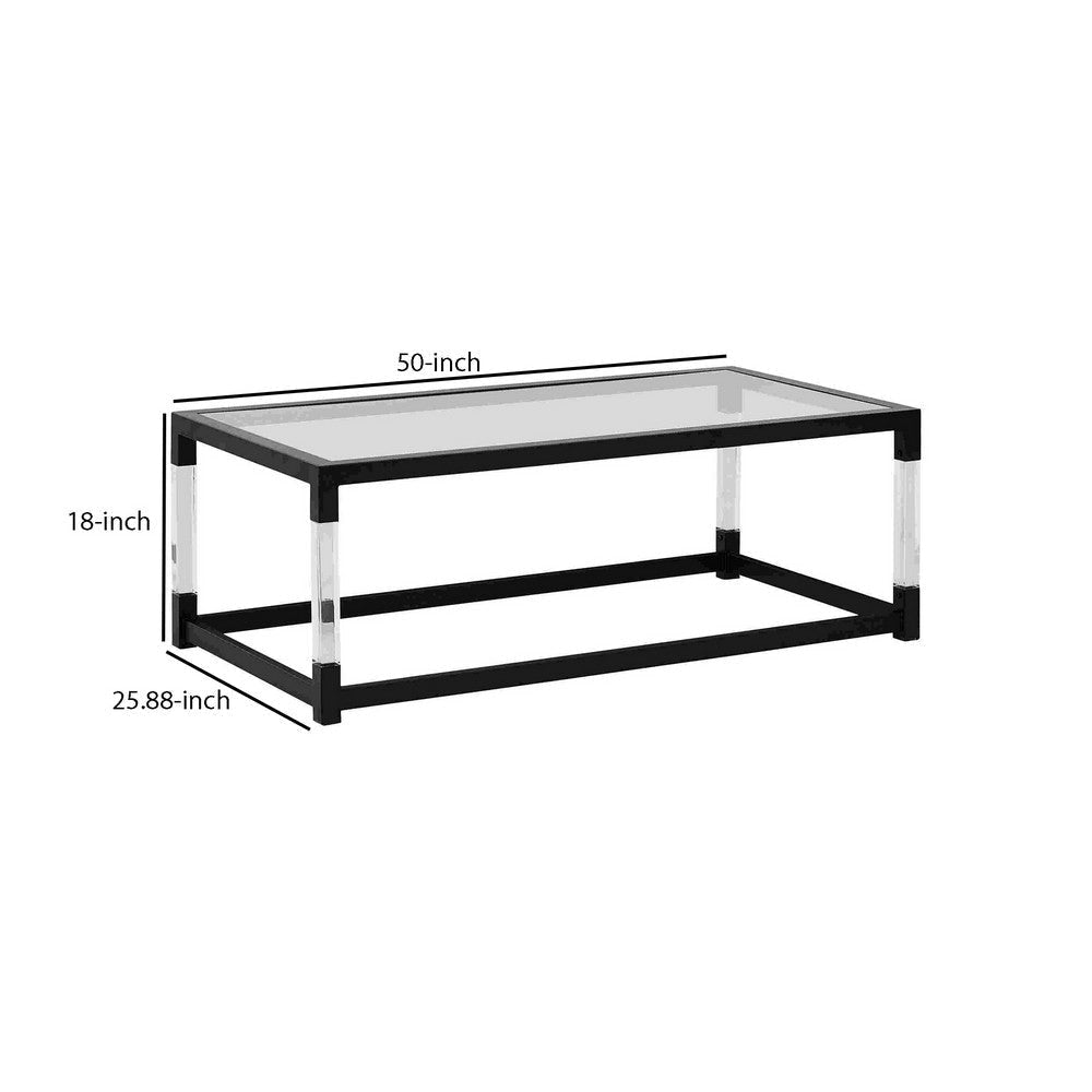 Cocktail Table with Acrylic Legs and Metal Base Clear By Casagear Home BM262434