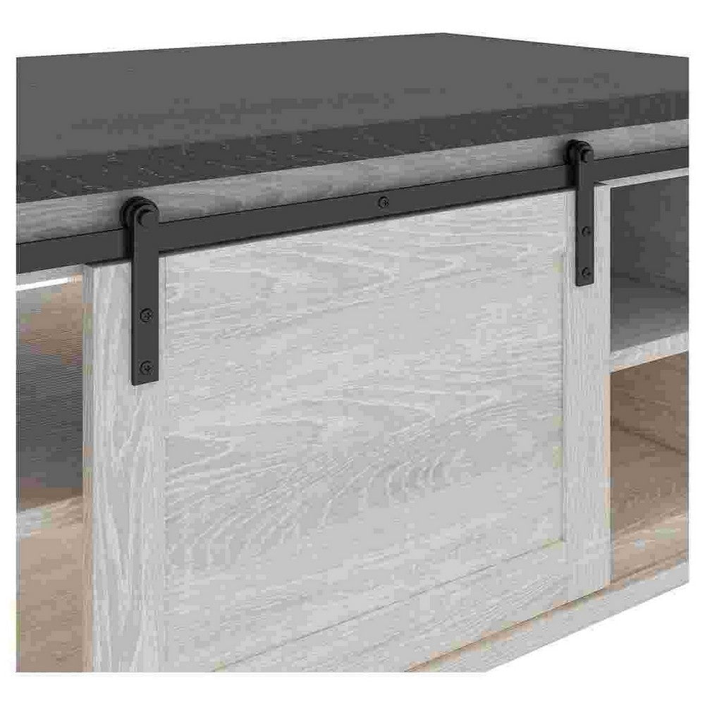 Rectangle Cocktail Table with Barn Sliding Door White By Casagear Home BM262438