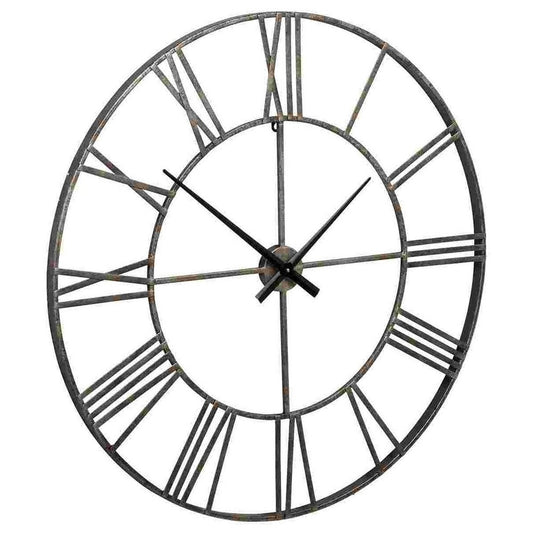 Dorian Wall Clock | Open Frame | Roman Numerals | Silver | 24"