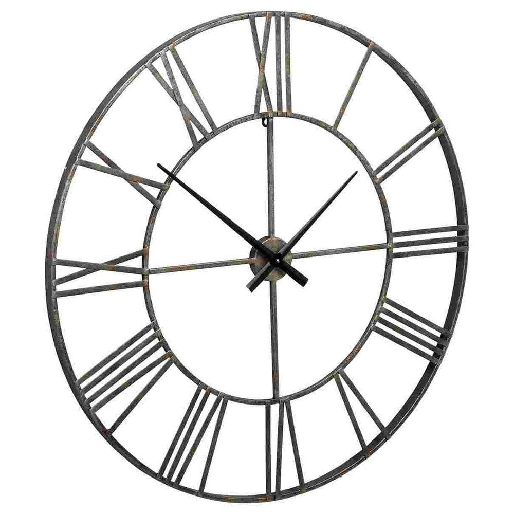 Dorian Wall Clock | Open Frame | Roman Numerals | Silver | 24"