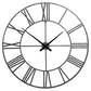Wall Clock with Sleek Open Metal Frame and Roman Numbers Antique Silver By Casagear Home BM262449