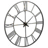 Wall Clock with Sleek Open Metal Frame and Roman Numbers, Antique Silver By Casagear Home