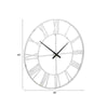 Wall Clock with Sleek Open Metal Frame and Roman Numbers Antique White By Casagear Home BM262450