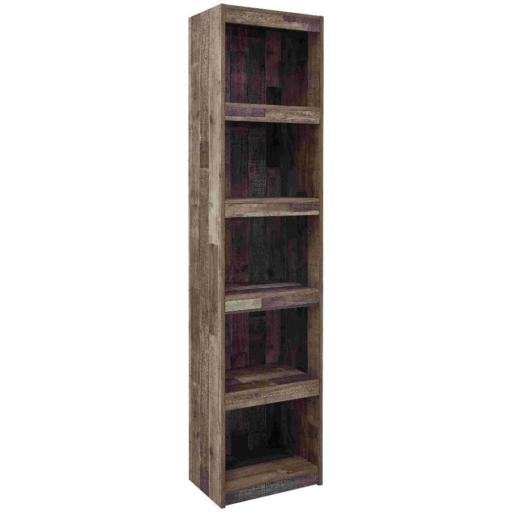 Pier with 5 Open Compartments and Plank Style, Rustic Brown By Casagear Home