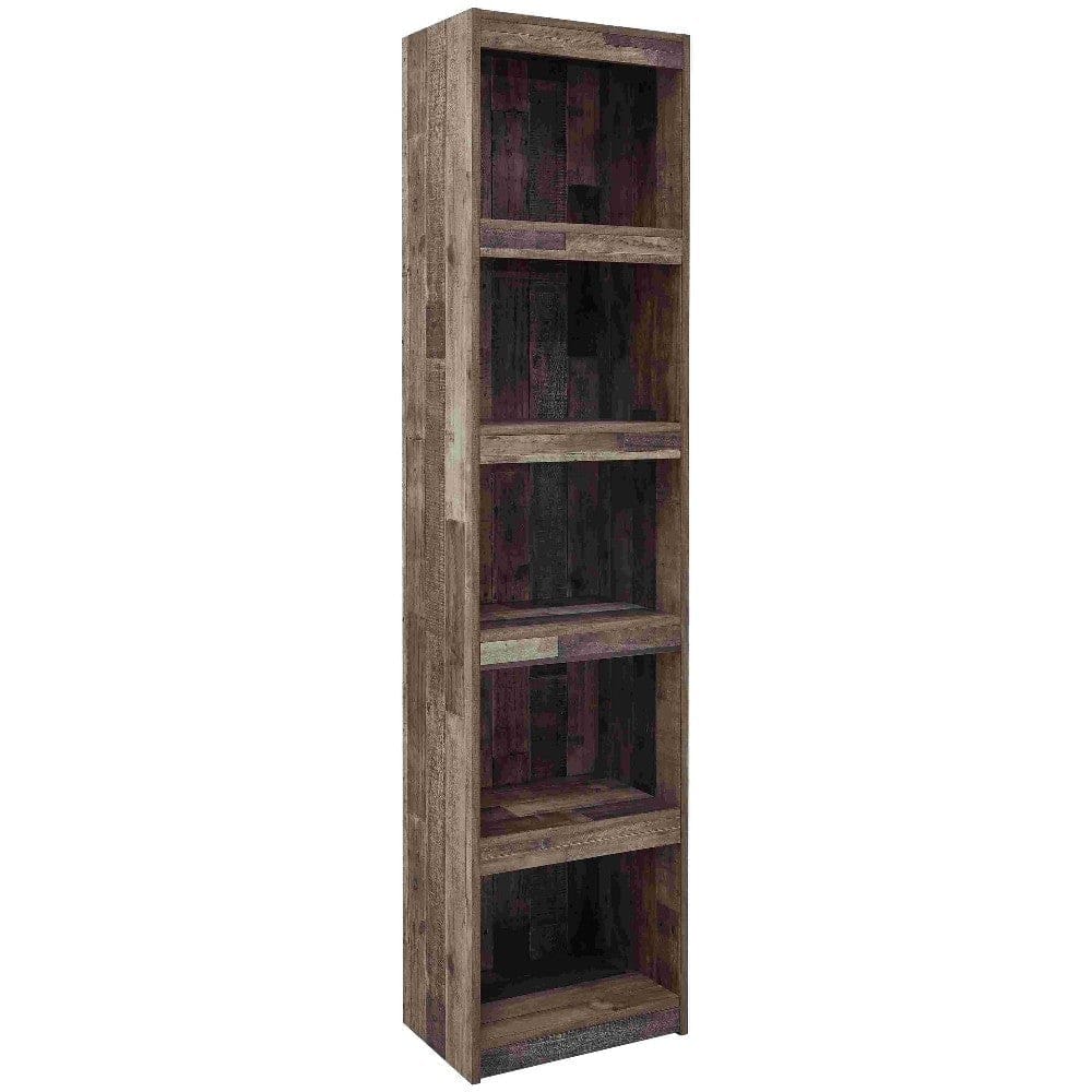 Ashley Pier with 5 Open Compartments and Plank Style, Rustic Brown