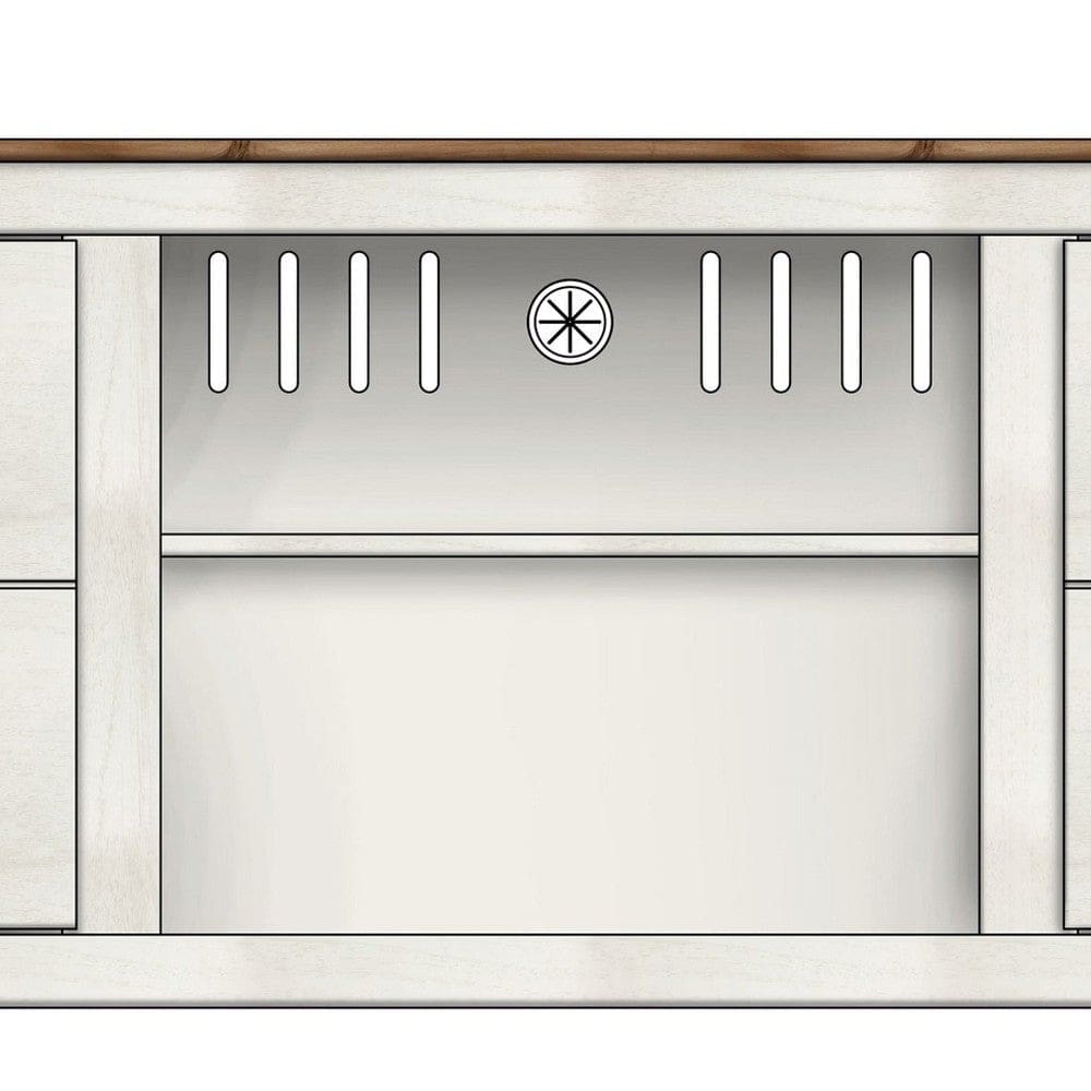 TV Stand with Fireplace and 4 Storage Drawers White and Brown By Casagear Home BM262958