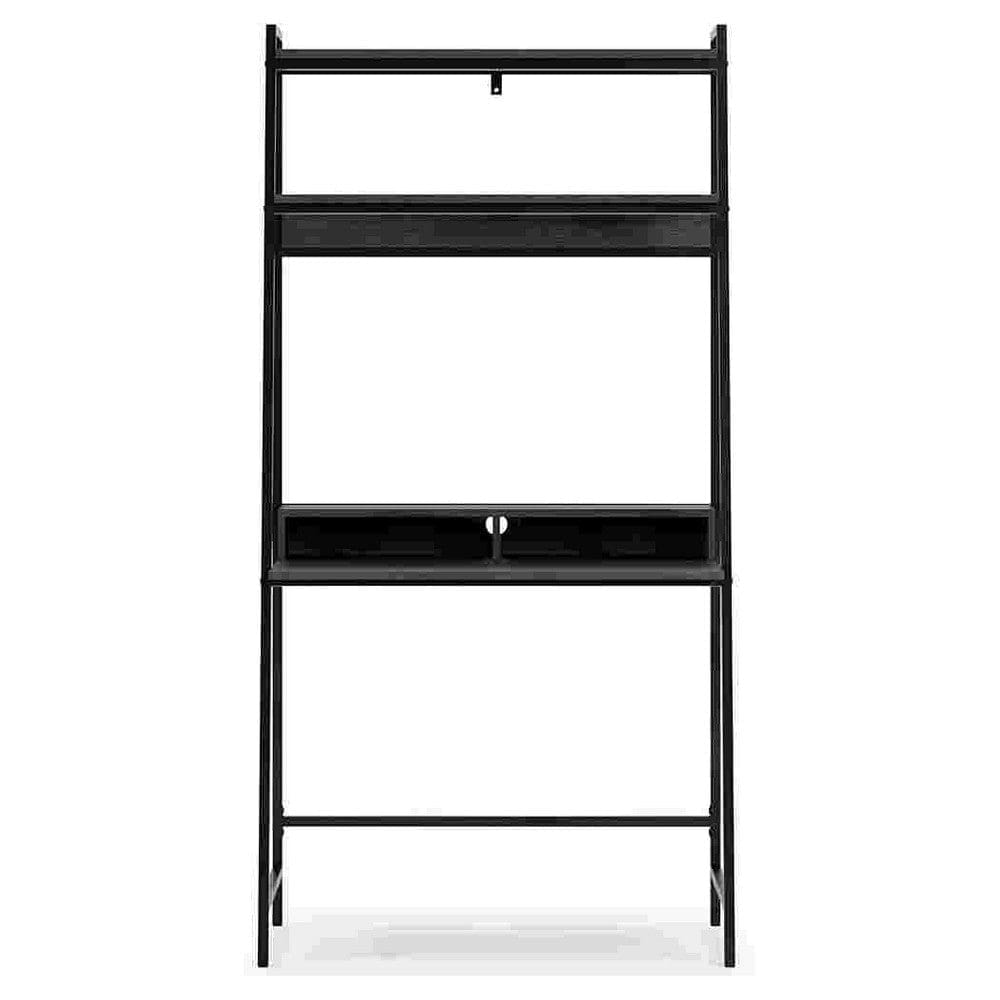 Office Desk with 2 Upper Shelves and Metal Legs Black and Gray By Casagear Home BM262964