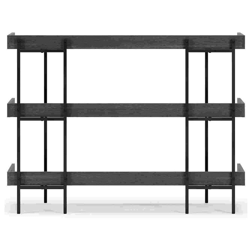 Bookshelf with 3 Tier Design and Metal Legs Black and Gray By Casagear Home BM262965