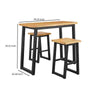 3 Piece Counter Height Table Set with Metal Sled Base Black and Brown By Casagear Home BM262976