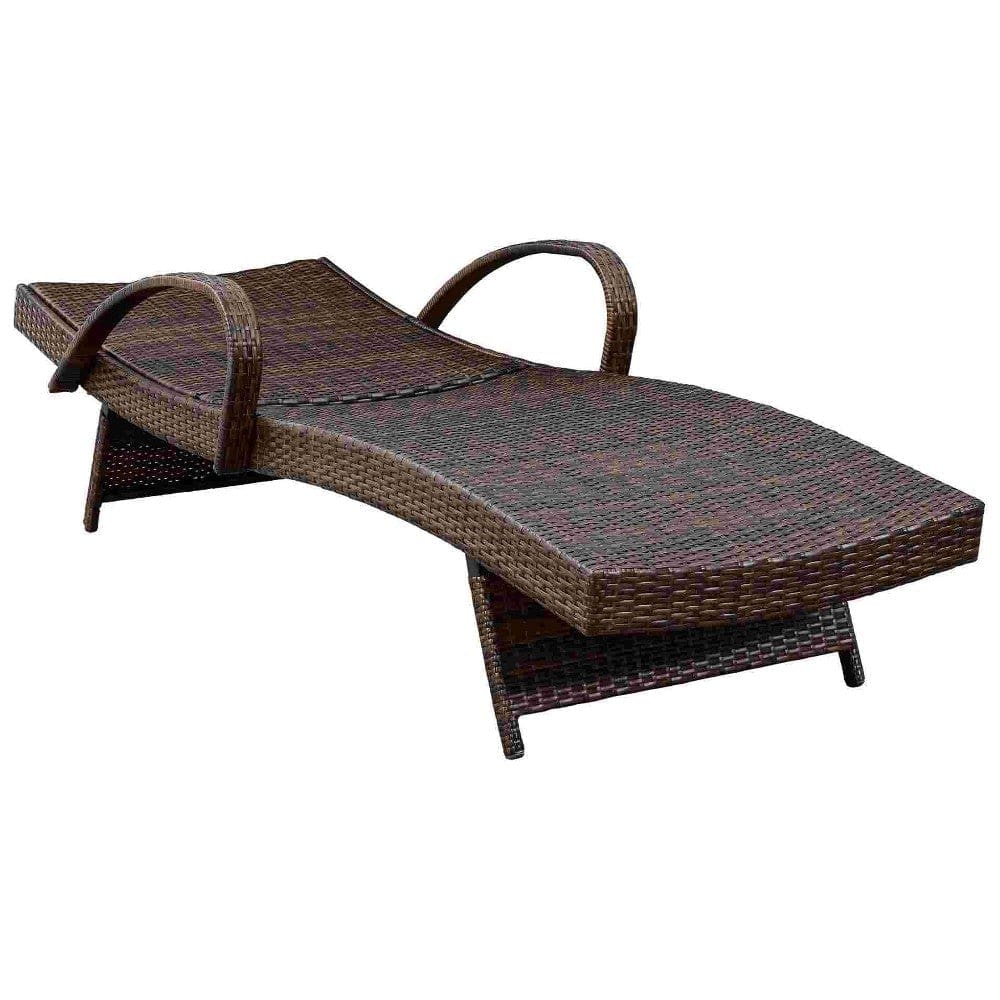 Reclining Chaise Lounge with Wicker Frame Set of 2 Brown By Casagear Home BM262978