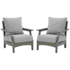 Outdoor Lounge Chair with Slatted Design and Cushions, Set of 2, Gray By Casagear Home