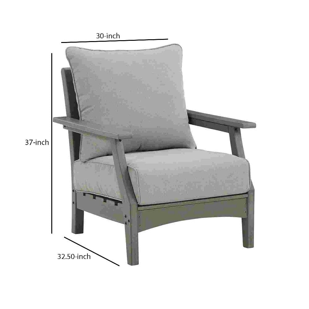 Outdoor Lounge Chair with Slatted Design and Cushions Set of 2 Gray By Casagear Home BM262991