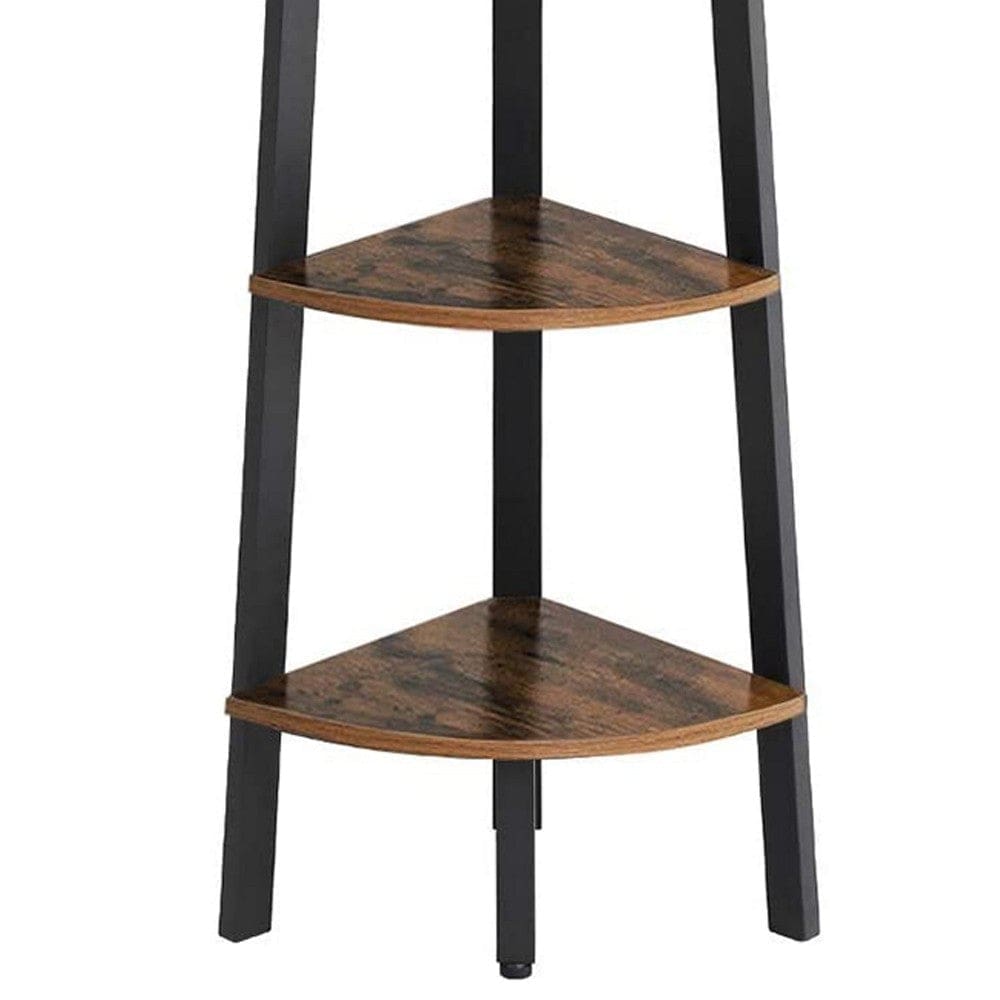 Corner Shelf with Metal Frame and 5 Tier Storage Brown and Black By Casagear Home BM262997