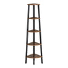 Corner Shelf with Metal Frame and 5 Tier Storage, Brown and Black By Casagear Home