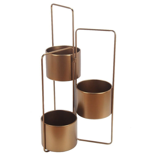 3 Way Metal Planter with Adjustable Hinges, Bronze By Casagear Home