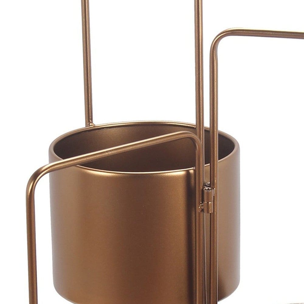 3 Way Metal Planter with Adjustable Hinges Bronze By Casagear Home BM263040