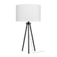 Table Lamp with Tripod Stand and Round Shade, Black By Casagear Home