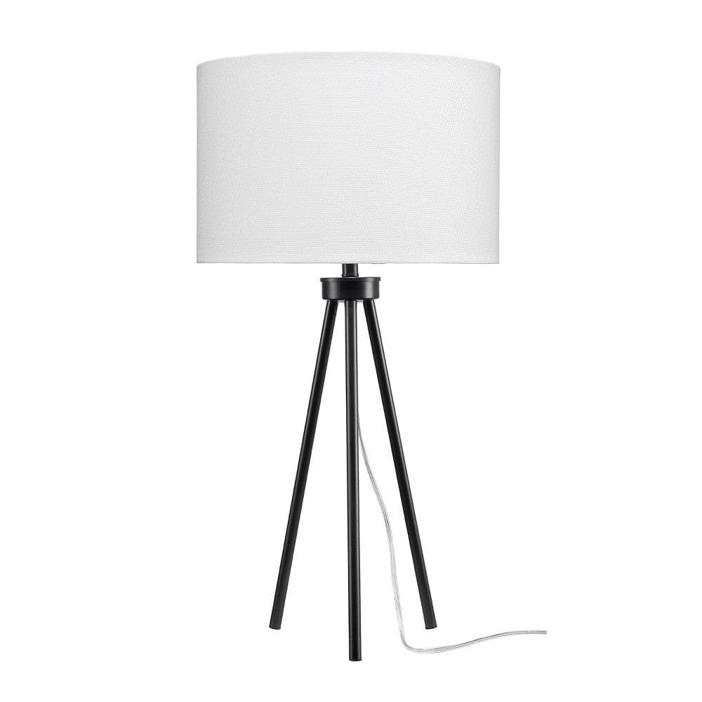 Table Lamp with Tripod Stand and Round Shade, Black By Casagear Home