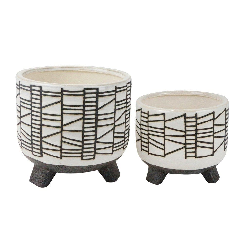 Arlo Planter Set | Geometric Design | Footed Base | White