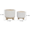 Planter with Textured Design and Footed Base Set of 2 Off White By Casagear Home BM263813