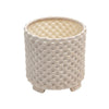 Planter with Textured Design and Footed Base Set of 2 White By Casagear Home BM263815