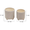 Planter with Textured Design and Footed Base Set of 2 White By Casagear Home BM263815