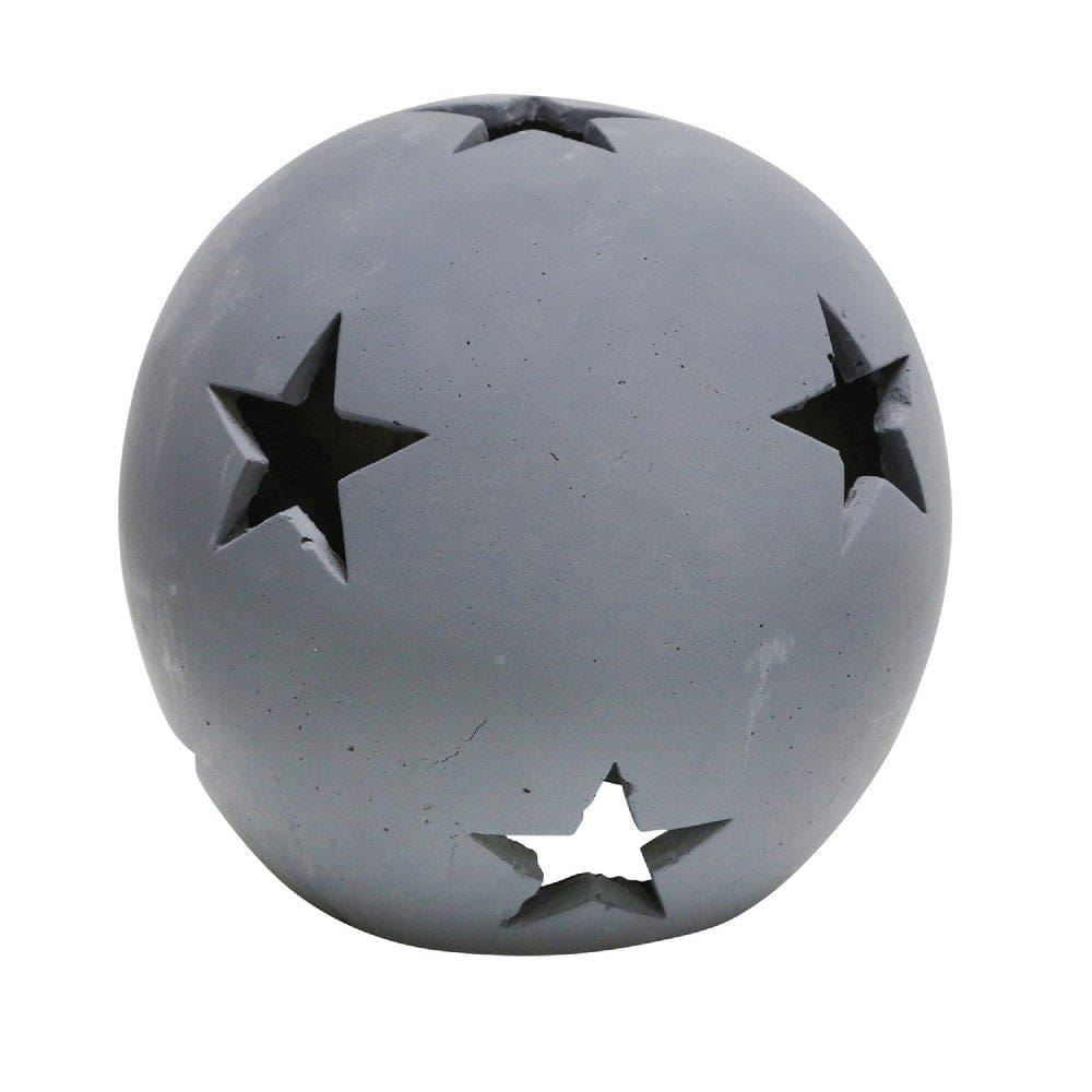 Orb Ball with Star Cut Out Design and Ceramic Body, Gray By Casagear Home