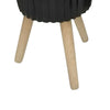 Planter with Ridged Design and Wooden Legs Set of 2 Black and Brown By Casagear Home BM263824