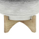 Planter with Wooden Stand and Fine Lines Design Large Gray By Casagear Home BM263827